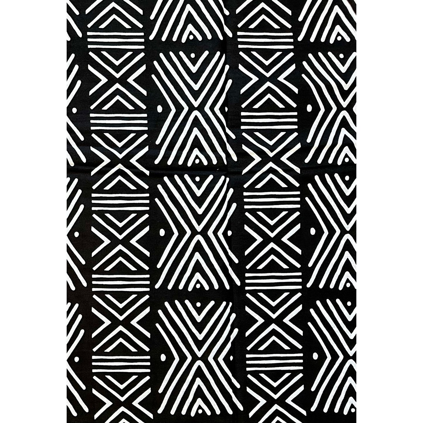 African Print Fabric/ Ankara - Black, White 'Direction Is Not Noise' Design, YARD or WHOLESALE