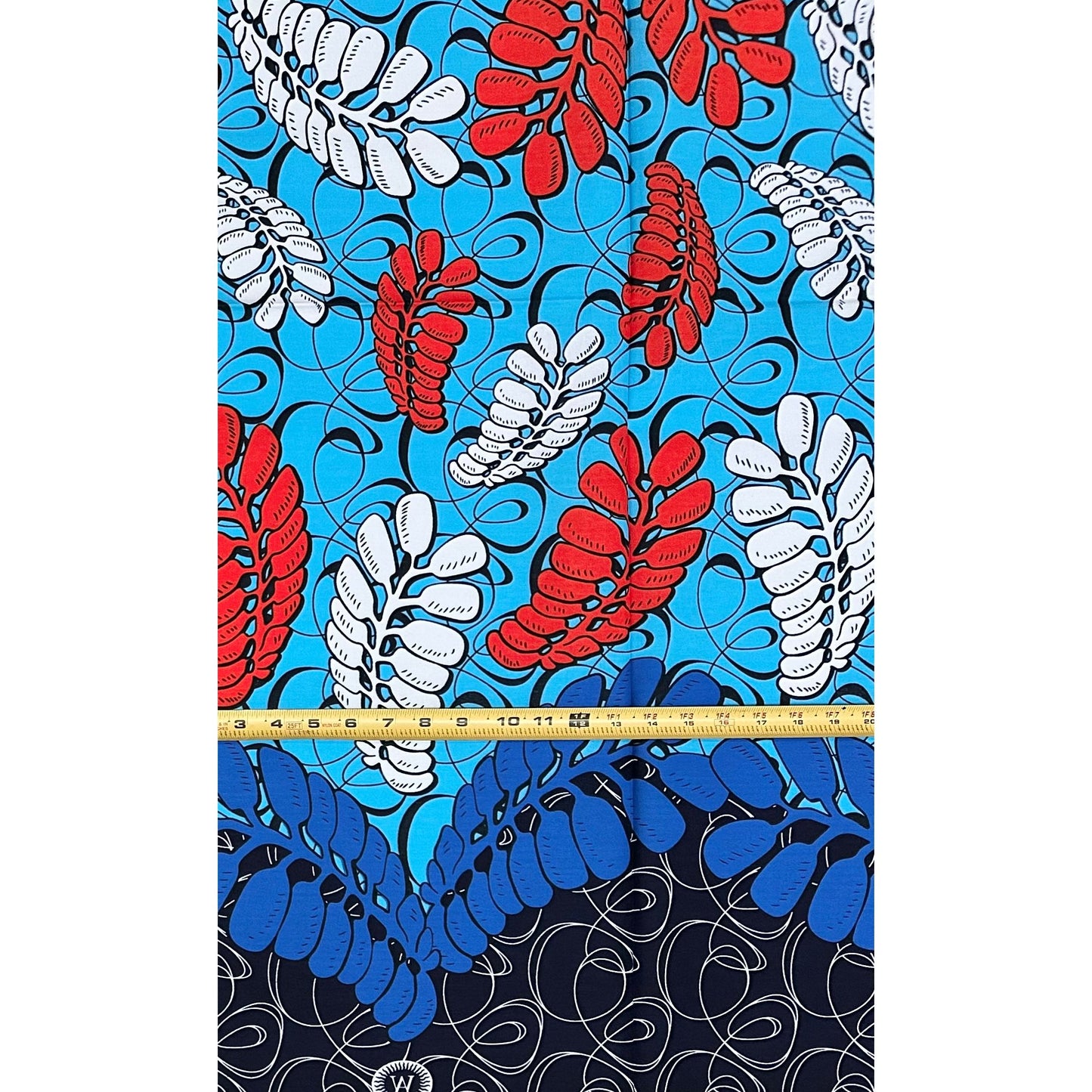 African Print Fabric/ Ankara - Blue, Orange "River Canopy", YARD or WHOLESALE
