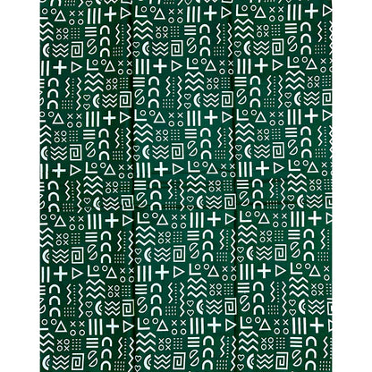 African Print Fabric/ Ankara - Green, White 'Kírin' Design, YARD or WHOLESALE