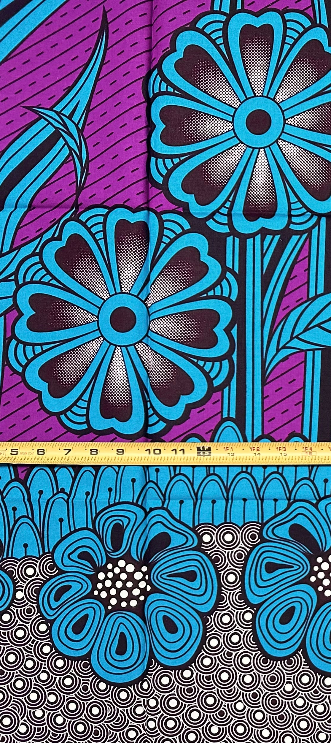 African Print Fabric/ Ankara - Purple, Blue, Brown 'Midnight in Lilongwe', 1 YARD