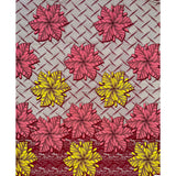African Print Fabric/Ankara - Pink, Yellow, Brown, Dark Red "Airy Florals" Design