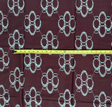 African Print Fabric/ Ankara - Brown, Light Turquoise ‘Salas' Design, 1 Yard