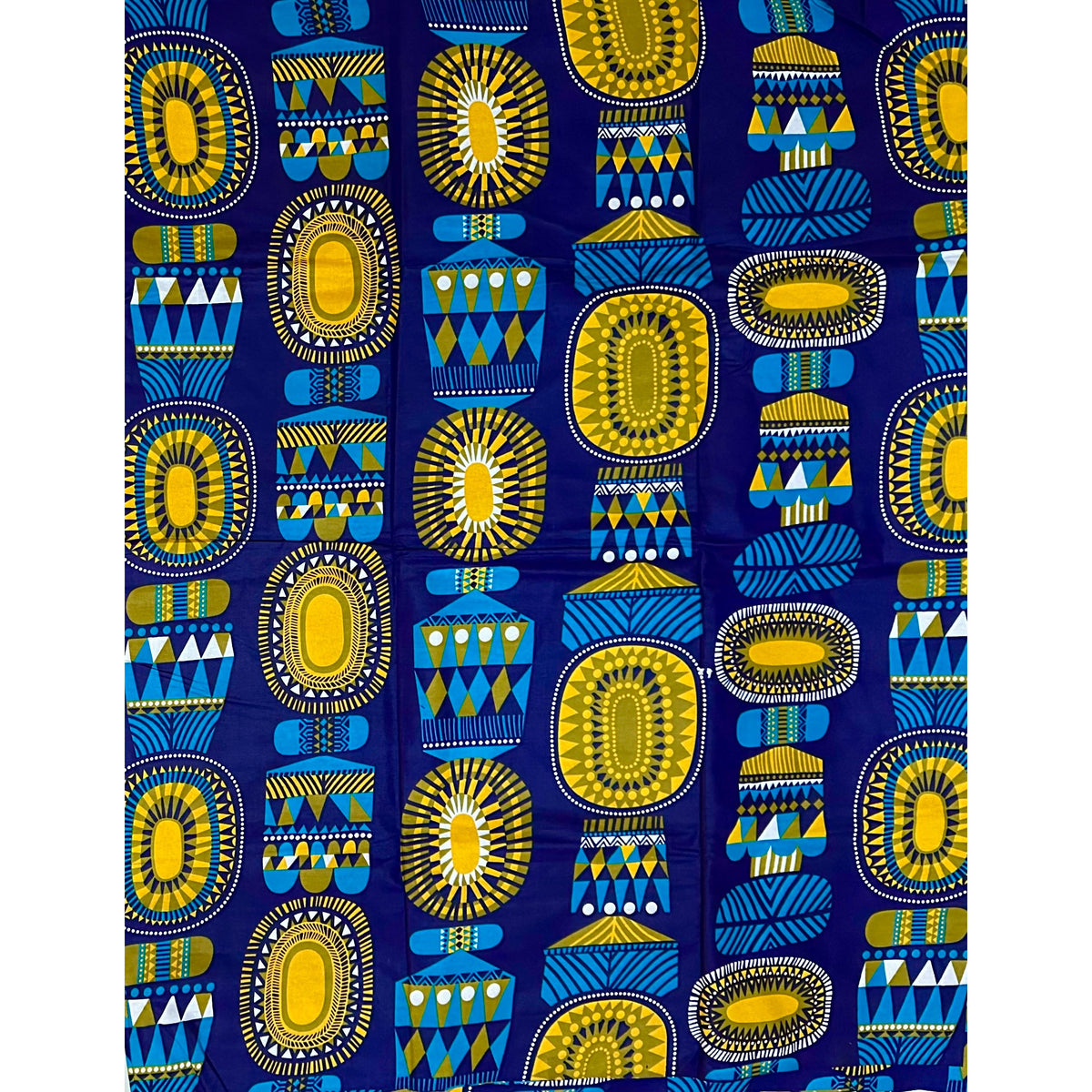 African Print Fabric/Ankara - Blue, Yellow, Green ‘Abundance & Blessings' Design, YARD or WHOLESALE