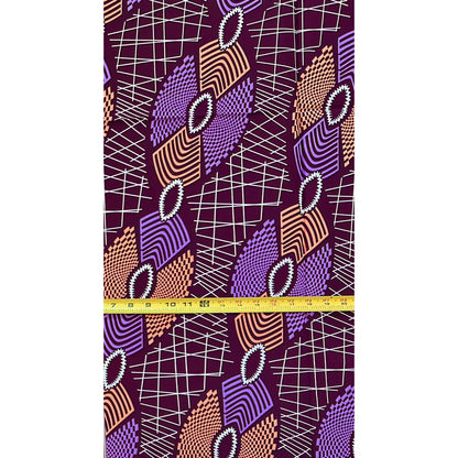 African Print Fabric/ Ankara - Purple, Pink, Brown "Song of the Courtyard" Design, Yard