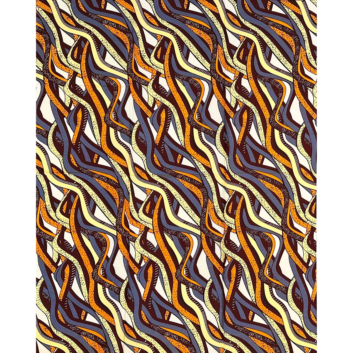 African Print Fabric/ Ankara - Orange, Gray, Yellow, Brown 'Odo Passage,’ 1 YARD