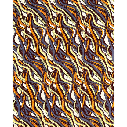 African Print Fabric/ Ankara - Orange, Gray, Yellow, Brown 'Odo Passage,’ 1 YARD