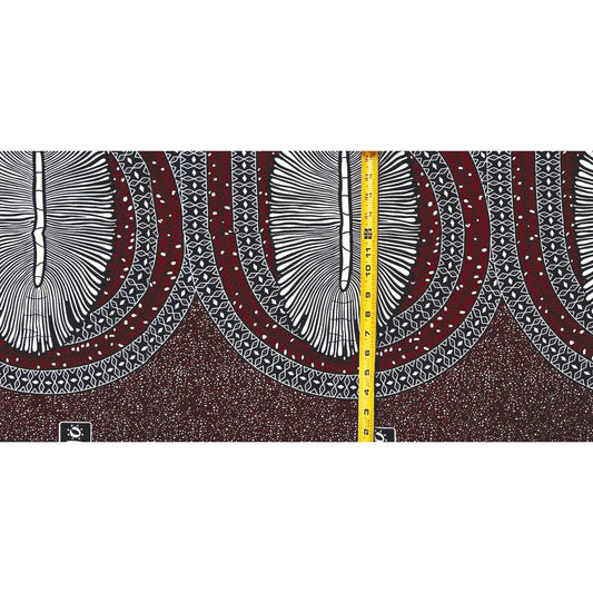 African Print Fabric/ Ankara - Brown, Navy, White 'Ije Nna', 1 YARD