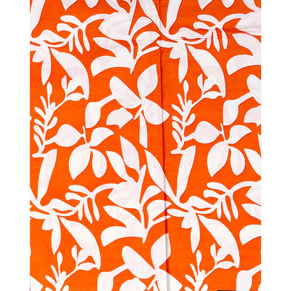 African Print Fabric/ Ankara - Orange, White 'Kioni Flora', Per Yard or Wholesale