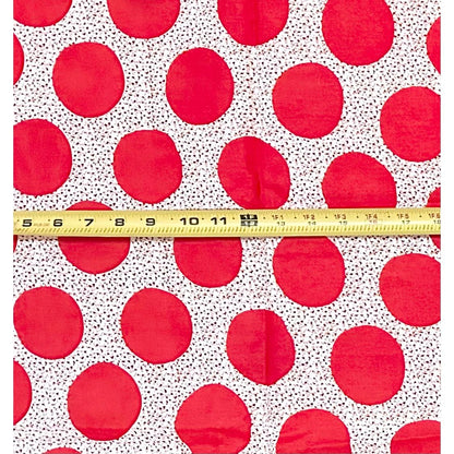 African Print Fabric/ Ankara - Red, White, Brown 'Dot Com' Design, YARD or WHOLESALE