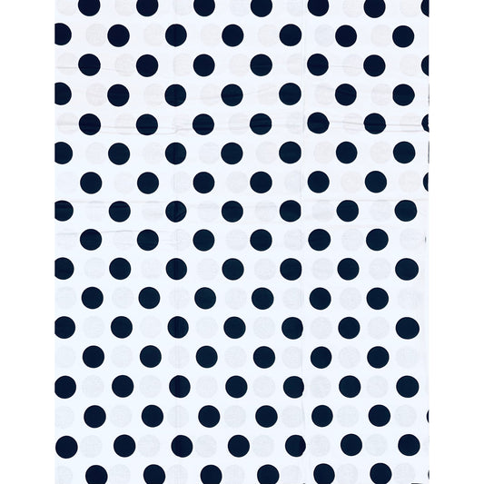 African Print Fabric/ Ankara - White, Black 'Dottie' Design, YARD or WHOLESALE