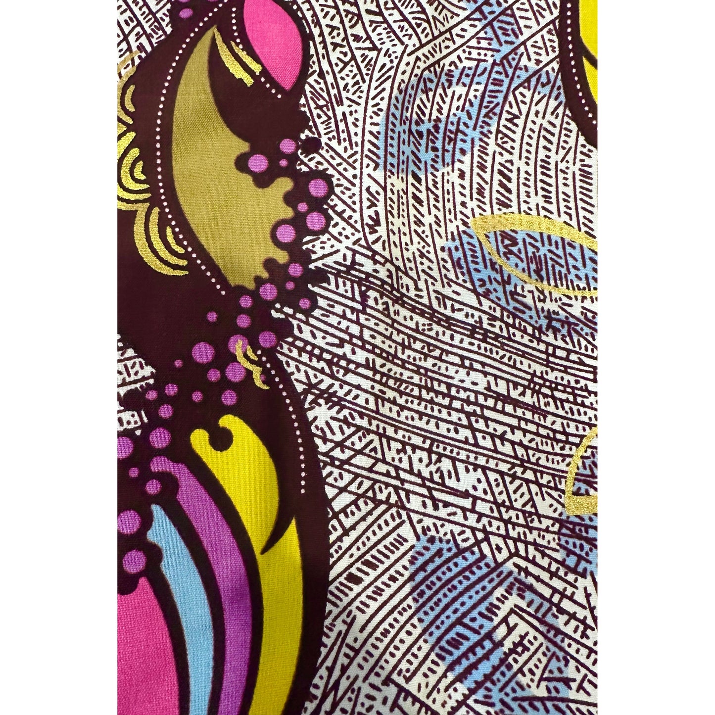 African Print Fabric/ Ankara - Pink, Yellow, Purple, Cream, Brown, Shimmering Gold 'Everyday Grace’, Yard or Wholesale