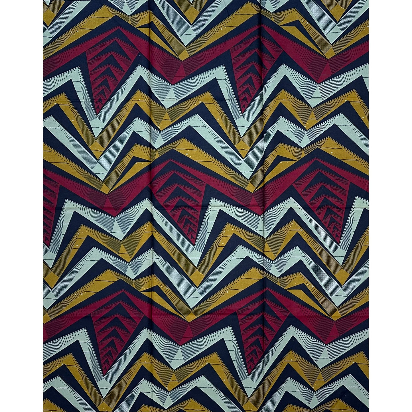African Print Fabric/ Ankara - Gray, Brown, Red ‘Climbing Kano' Design, YARD