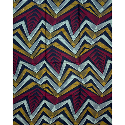 African Print Fabric/ Ankara - Gray, Brown, Red ‘Climbing Kano' Design, YARD