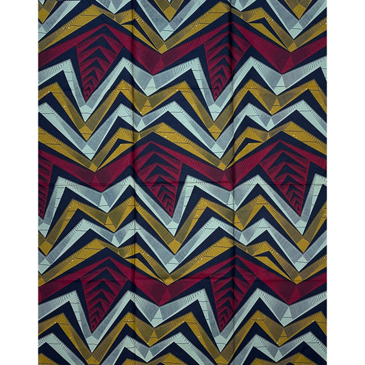African Print Fabric/ Ankara - Gray, Brown, Red ‘Climbing Kano' Design, YARD