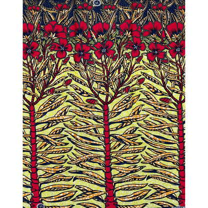 African Print Fabric/ Ankara - Red, Yellow, Brown ‘Red Soil Flowers', 1YARD
