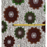 African Print Fabric/ Ankara - Green, Brown, Cream 'Ujamaa,’ 1 YARD