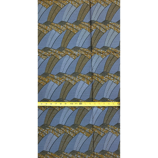 African Print Fabric/ Ankara - Gray, Brown ‘Obi Balance' Design, 1 Yard