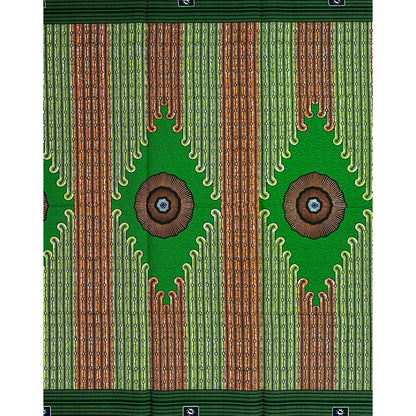 African Print Fabric/ Ankara - Orange, Green 'Root Strong, Tree No Dey Fear,' YARD