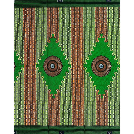 African Print Fabric/ Ankara - Orange, Green 'Root Strong, Tree No Dey Fear,' YARD