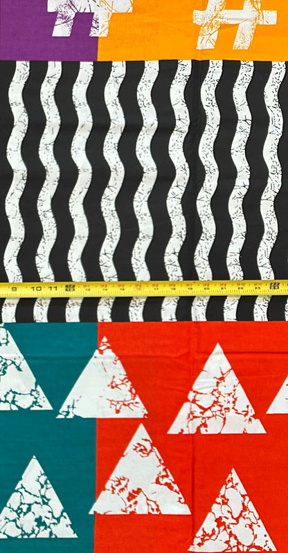 African Print Fabric/ Ankara - Black, White, Purple, Yellow, Teal, Red/Orange '#AfroSyntax' Design, YARD or WHOLESALE