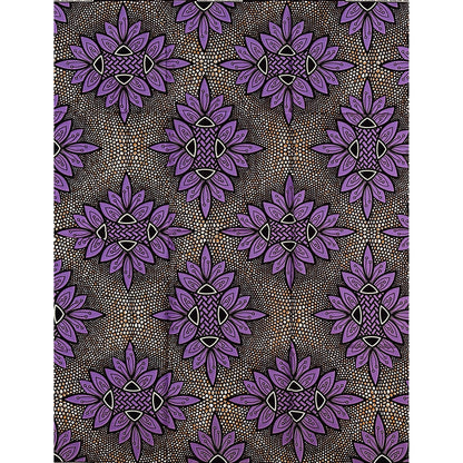 African Print Fabric/Ankara - Purple, Brown "Lavender Code" Design