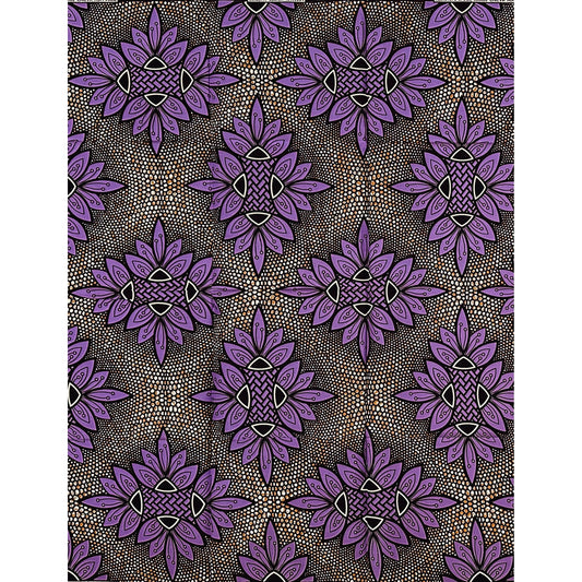 African Print Fabric/Ankara - Purple, Brown "Lavender Code" Design