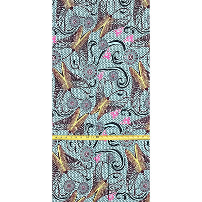 African Print Fabric/ Ankara - Green, Yellow, Pink 'Yewa’s Whisper' Design, YARD or WHOLESALE