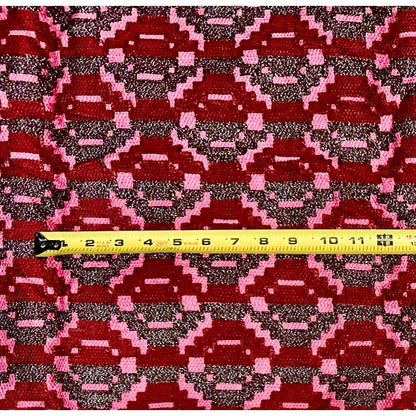 African Fabric/ Woven Kente - Red, Pink, Brown “Odo Rose”, 4 Yards