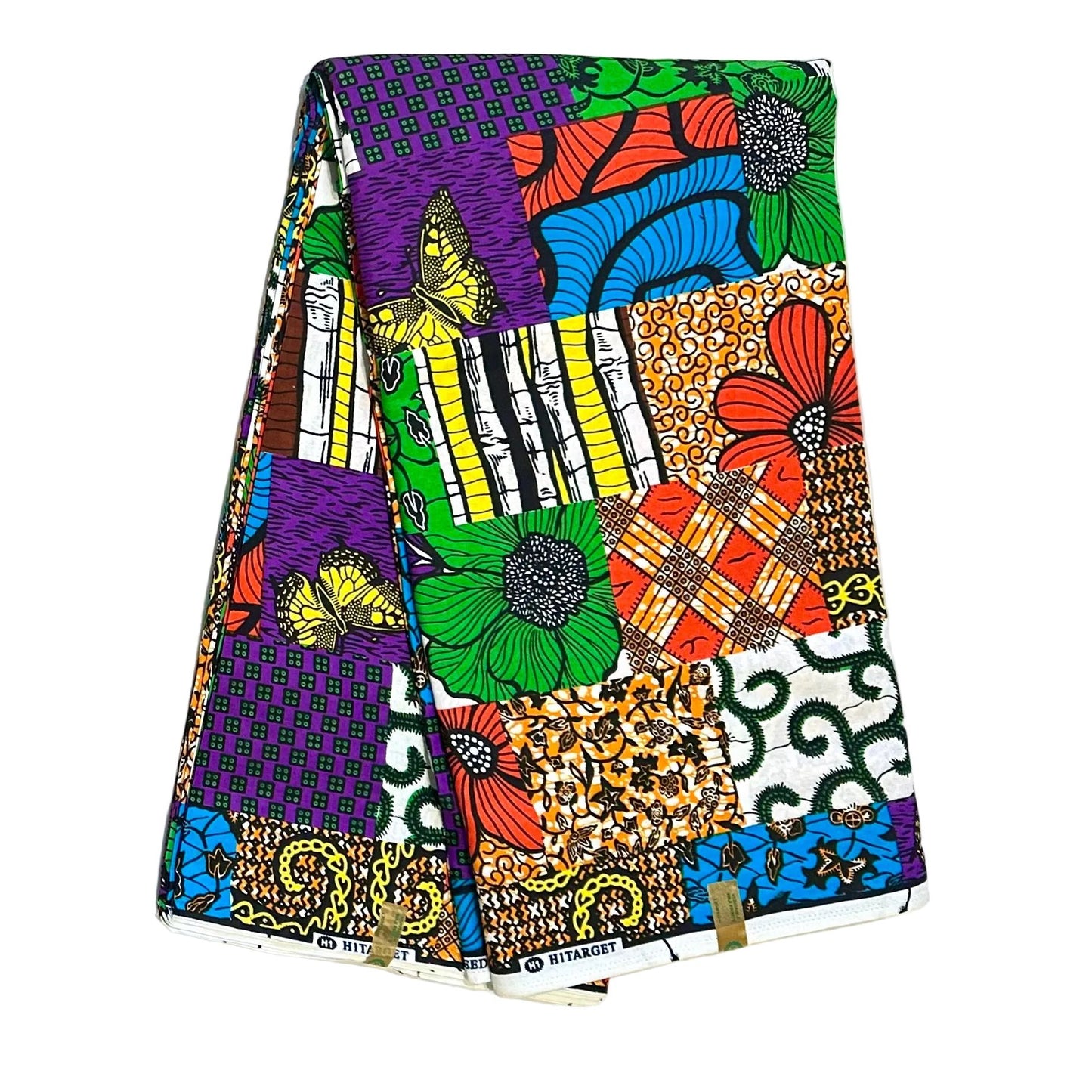 African Print Fabric/Ankara - Purple, Green, Orange, Blue, Yellow, Brown ‘Bukky Charmed' Design, YARD or WHOLESALE