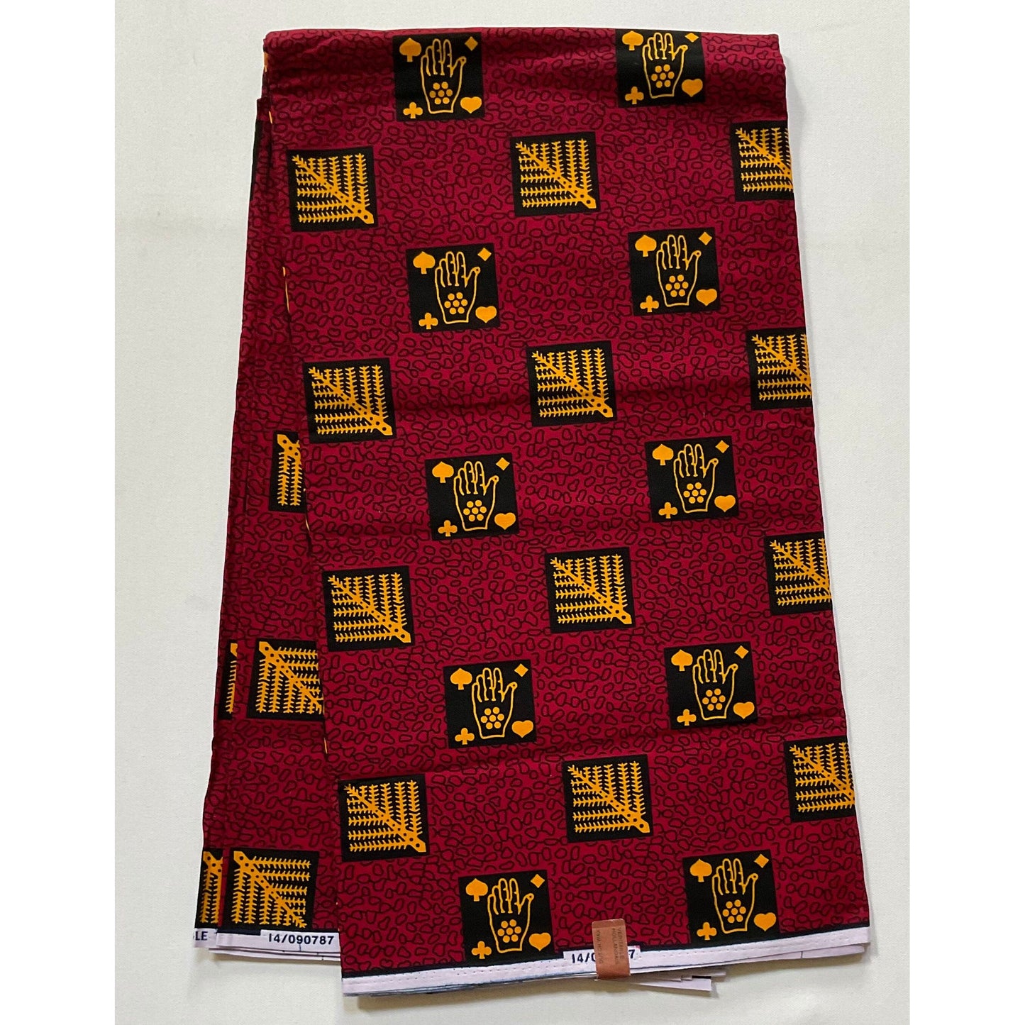 African Print Fabric/Ankara - Red, Marigold, Black 'African Tarot', YARD or WHOLESALE