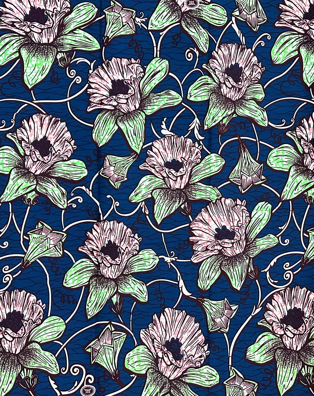 African Print Fabric/Ankara - Blue, Pink, Green ‘Abidjan Bloom', YARD or WHOLESALE