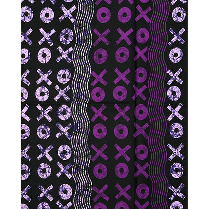 African Print Fabric/ Ankara - Shades of Purple, Black 'XOXO', Per Yard or Wholesale