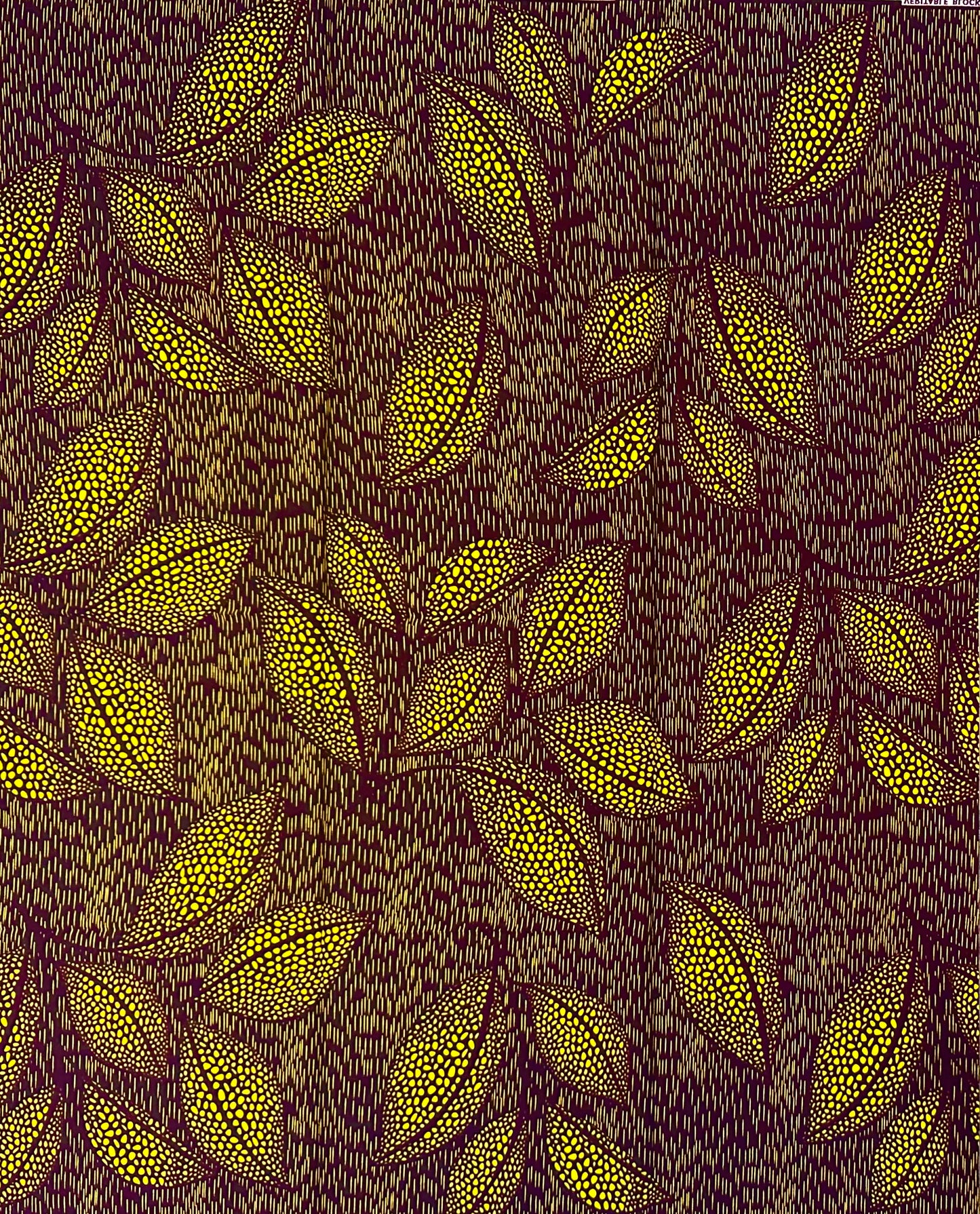 African Print Fabric/ Ankara - Yellow, Brown "Baobab Gold", 1 YARD