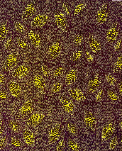 African Print Fabric/ Ankara - Yellow, Brown "Baobab Gold", 1 YARD