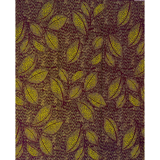 African Print Fabric/ Ankara - Yellow, Brown "Baobab Gold", 1 YARD