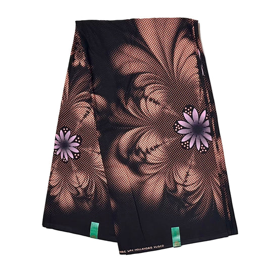 African Print Fabric/ Ankara - Brown, Black, Pink "Big Occasion", YARD or WHOLESALE