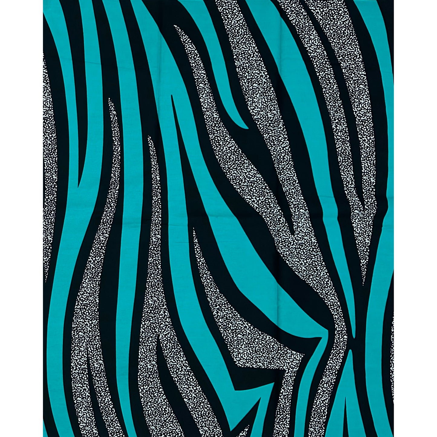 African Print Fabric/ Ankara - Teal, Black "Current Theory", Yard or Wholesale