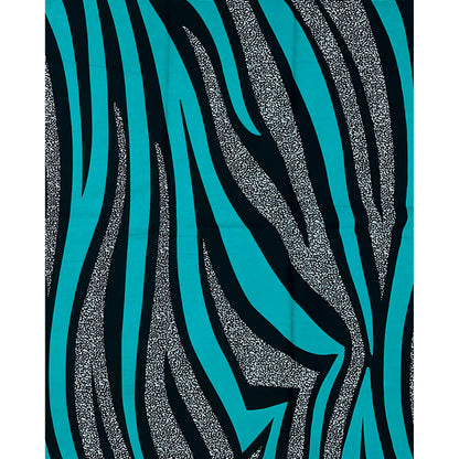 African Print Fabric/ Ankara - Teal, Black "Current Theory", Yard or Wholesale