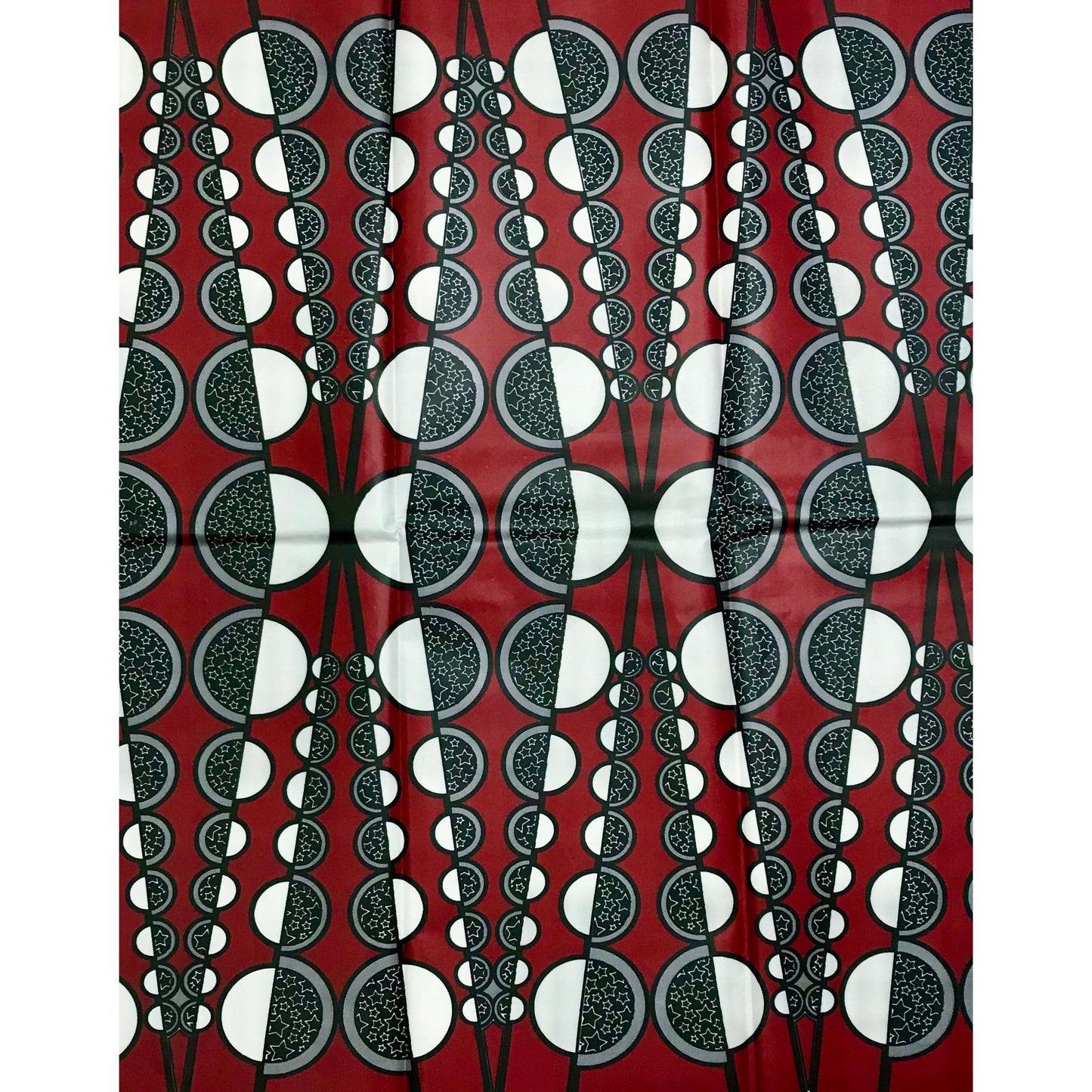 African Print Fabric - Dark Red, Gray, Black 'Zethu’s Beads', YARD or WHOLESALE