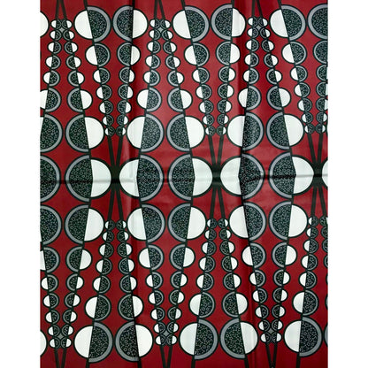 African Print Fabric - Dark Red, Gray, Black 'Zethu’s Beads', YARD or WHOLESALE