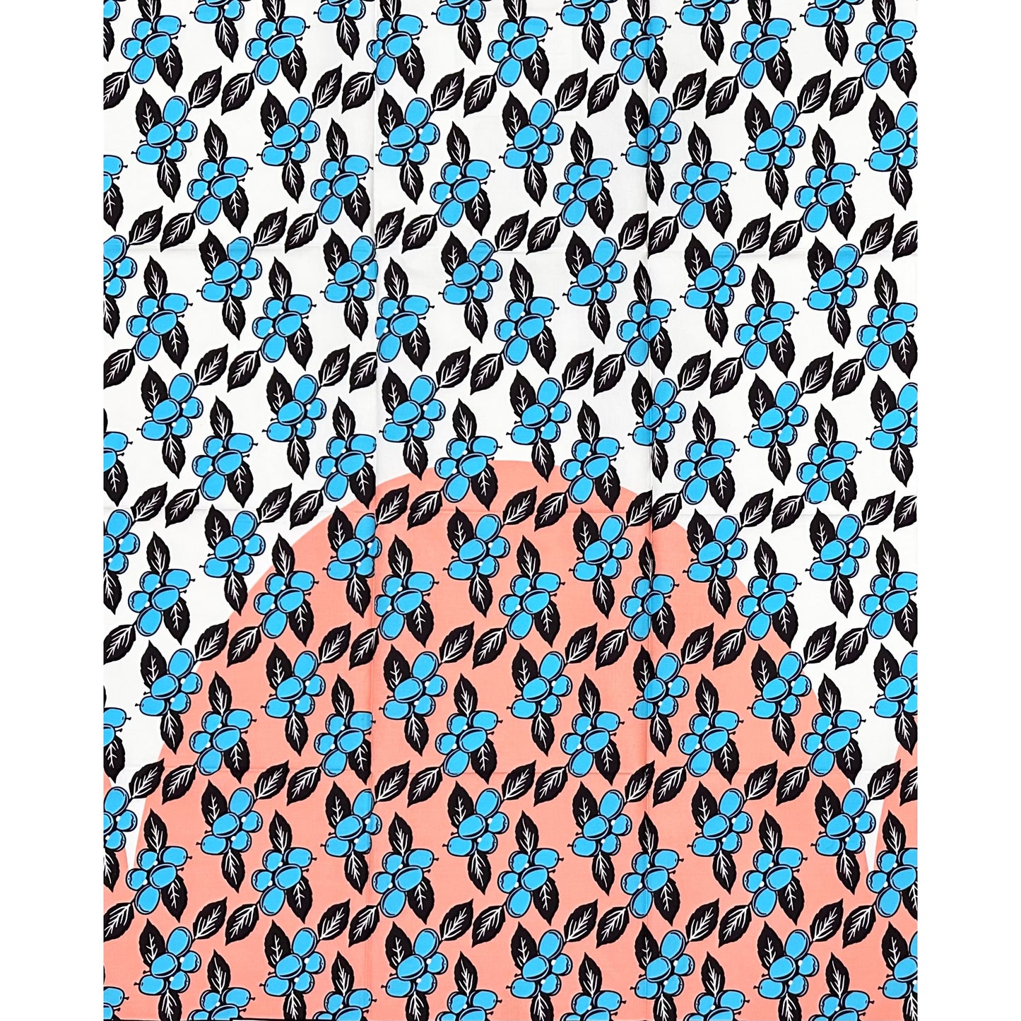 African Print Fabric/ Ankara - Pink, Blue, Brown, Off-White "Blueberry Gossip", 1 Yard