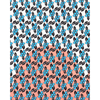 African Print Fabric/ Ankara - Pink, Blue, Brown, Off-White "Blueberry Gossip", 1 Yard