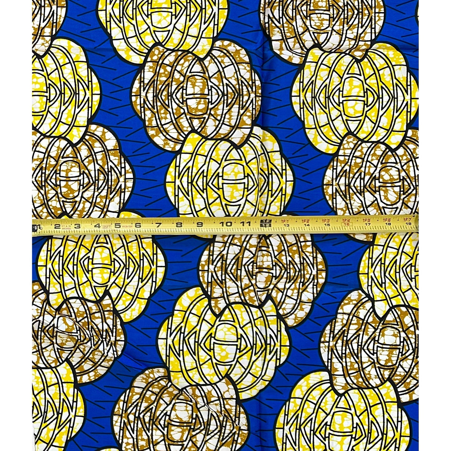 African Print Fabric/ Ankara - Blue, Yellow, Brown ‘Ọláyẹmí', ~1 YARD