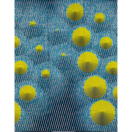 African Print Fabric/ Ankara - Blue, Yellow ‘Money Palava' Design, YARD