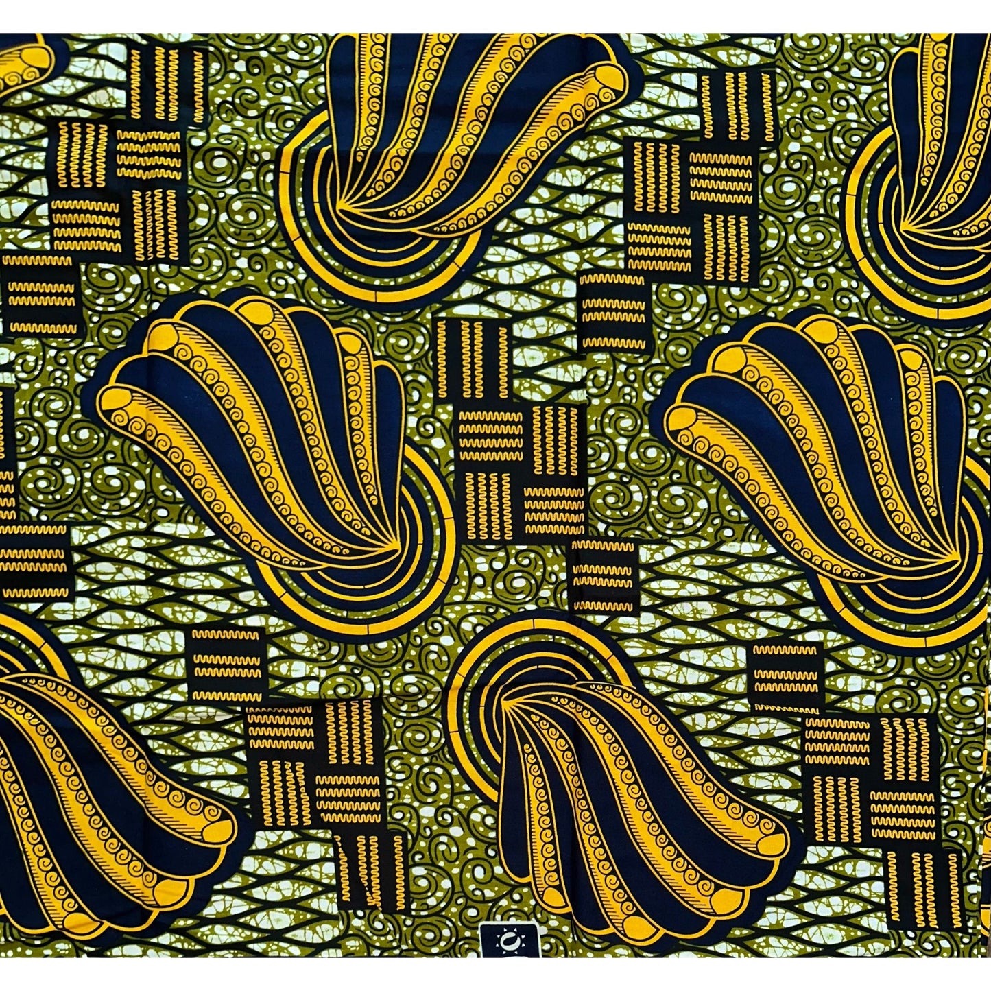 African Print Fabric/ Ankara - Navy, Yellow, Brown 'Ringer', YARD or WHOLESALE