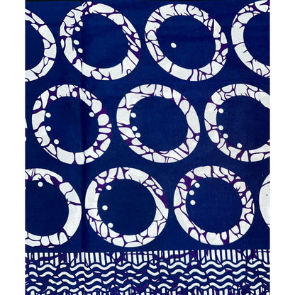 African Print Fabric/ Ankara - Navy, Purple, White 'Rings of Odogwu' Design, YARD or WHOLESALE