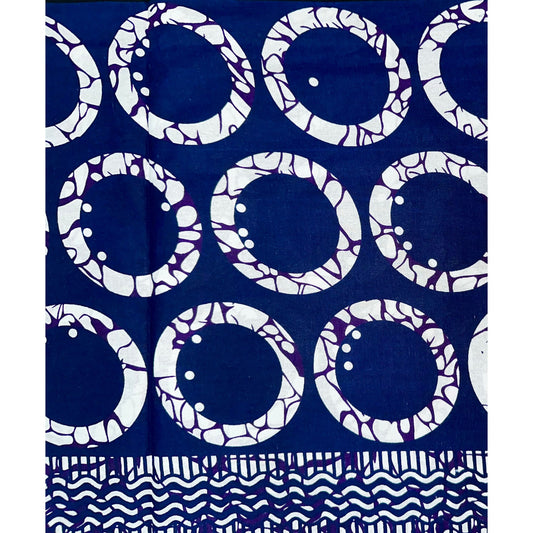 African Print Fabric/ Ankara - Navy, Purple, White 'Rings of Odogwu' Design, YARD or WHOLESALE