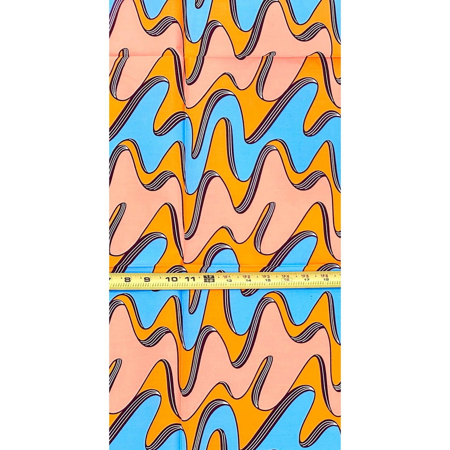 African Print Fabric/ Ankara - Pink, Coral, Blue 'Sunny Side Up', 1 YARD