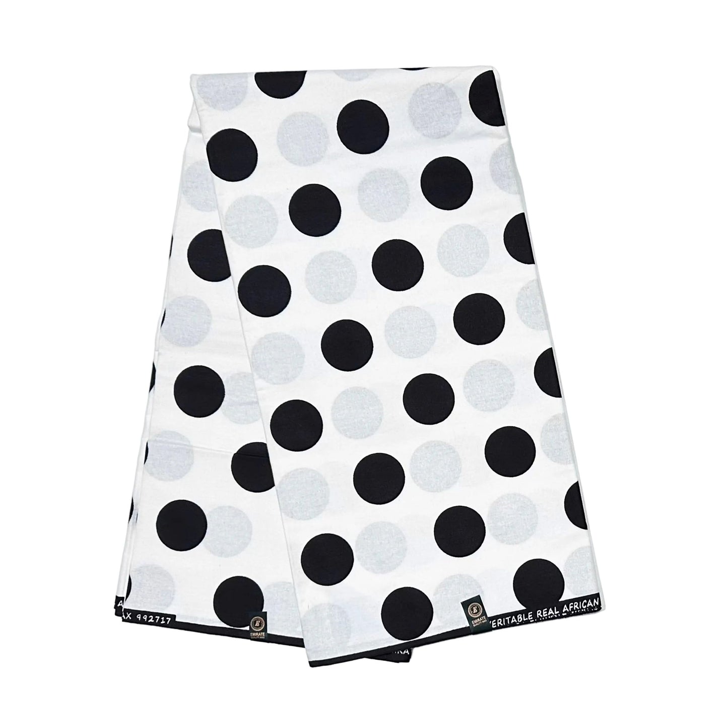 African Print Fabric/ Ankara - White, Black 'Dottie' Design, YARD or WHOLESALE