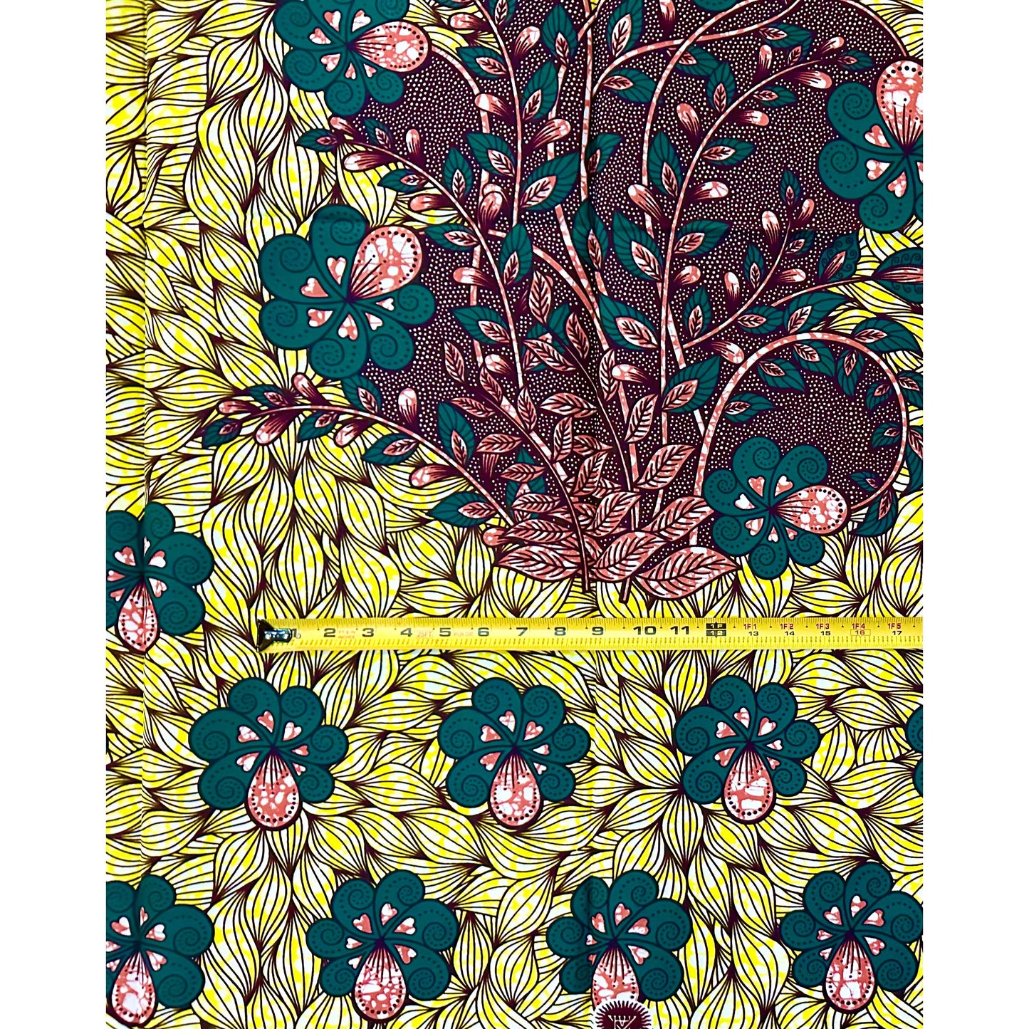 African Print Fabric/Ankara - Yellow, Green, Brown "Igi Iye" Design